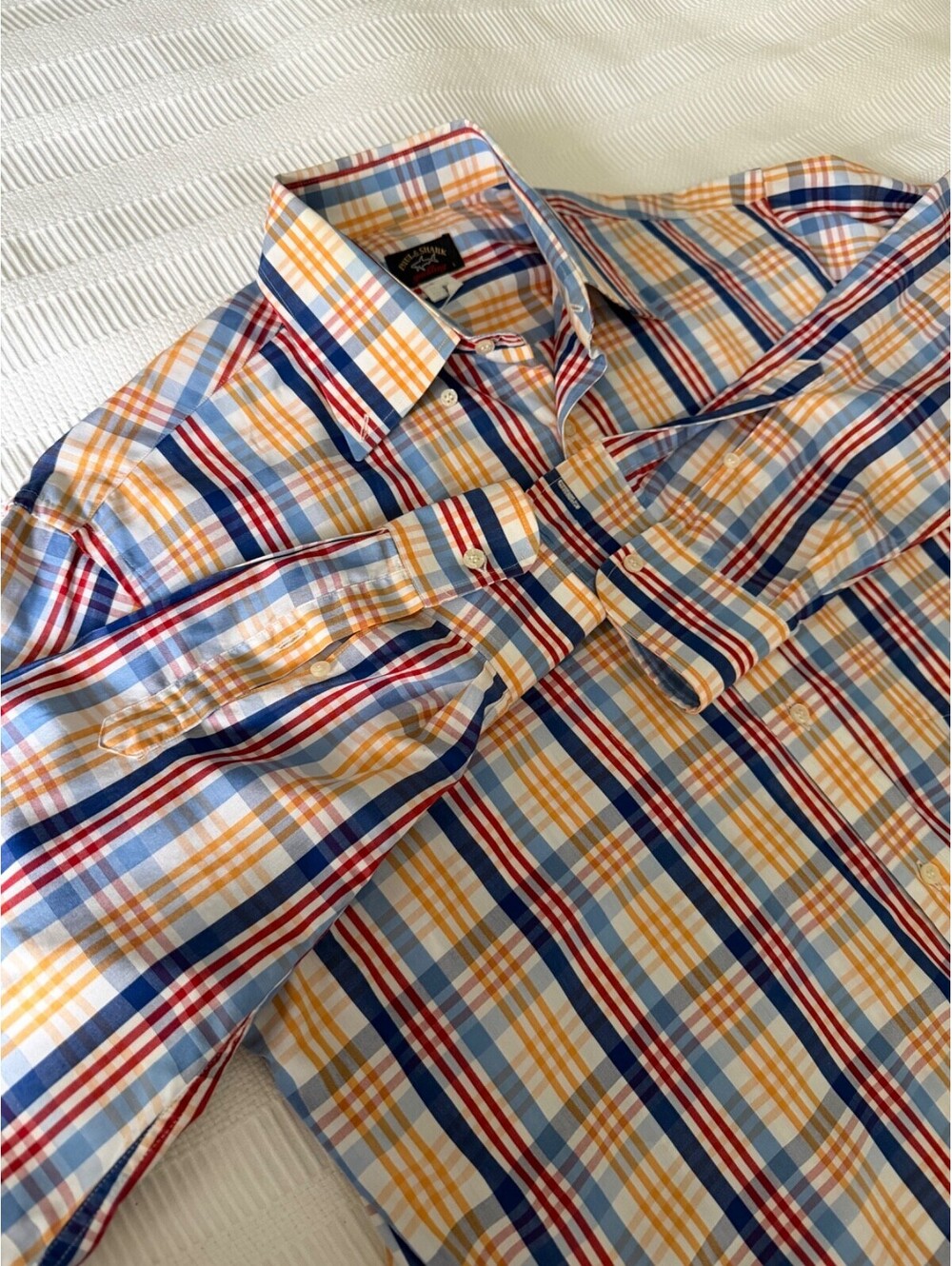 Paul & Shark Men's Shirt L-XL Multicolor Plaid Long Sleeve Button Up Yachting